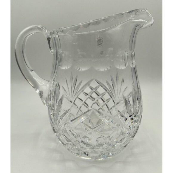 Vintage Galway Crystal Cut Glass Pitcher With Handle & Intricate Diamond Pattern - Picture 3 of 6